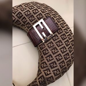 Authentic Fendi small hobo baguette